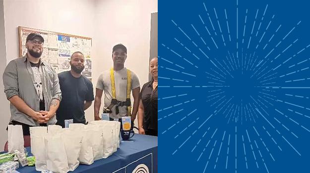 Employees of TBC Corporation, an automotive services company in Avenel, assembled bags of healthy snack items provided by United Way Worldwide.