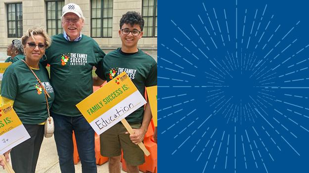 Alliance staff with Steve Barnett of Rutgers U at the Family Success Institute “Divest from Distress and Invest in Success!” rally in Trenton, urging the Government and Legislature to fully fund the Community Recovery and Family Success Act